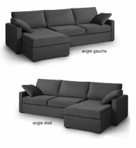 Canapé d'angle tissu gris OSMAN fixe ou convertible Home Spirit