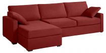 Canapé d'angle tissu rouge OSMAN fixe ou convertible Home Spirit