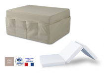 Pouf pocket-lit en tissu